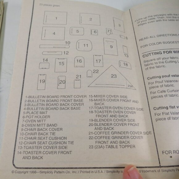 Simplicity 8077 Sewing pattern UNCUT Placemat, Pot Holder, Chair Cushion, etc - Picture 5 of 7